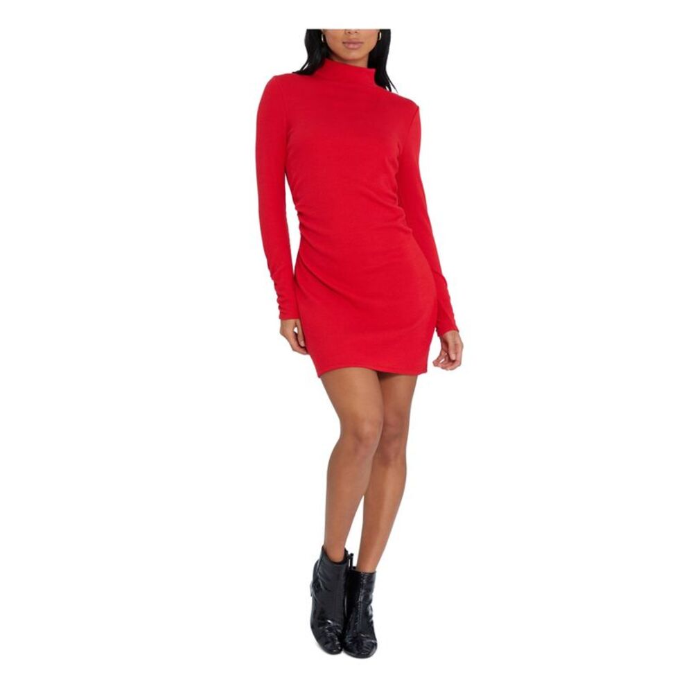 SANCTUARY Womens Sheath Short Dress Red Long Sleeve Open Back Unlined Juniors S - Picture 1 of 3